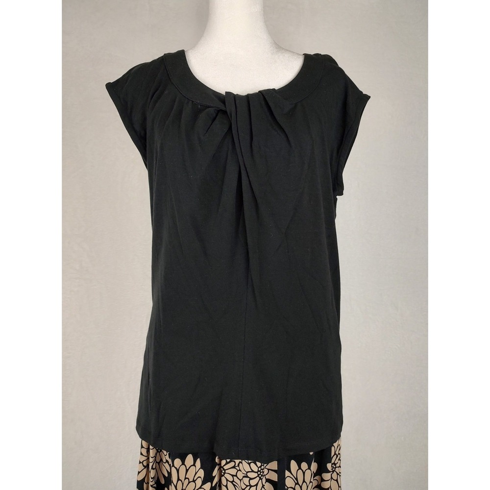 LIZ & CO Black beige floral flared 1 skirt Medium with 2 Tops Large NWT - Picture 2 of 15